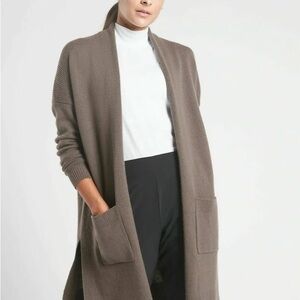 Athleta Taupe Open Front Cardigan